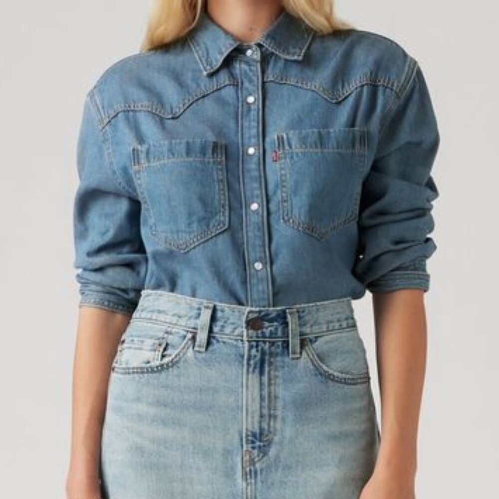 Levi's Jeans Teodora Western Shirt Chambray Size Large NWT